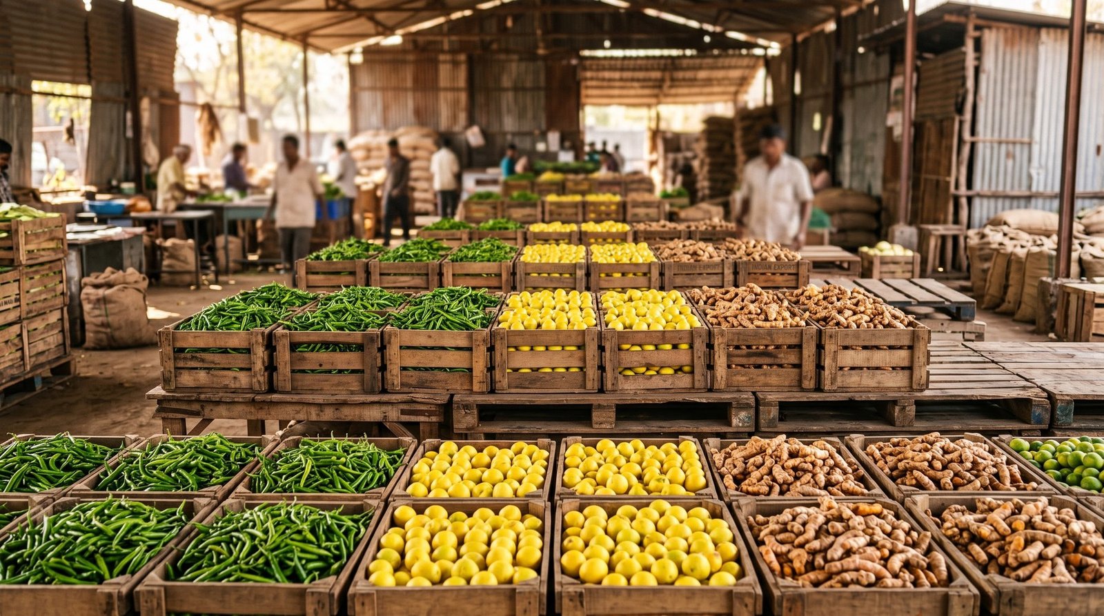 Export-grade green chillies graded and packed